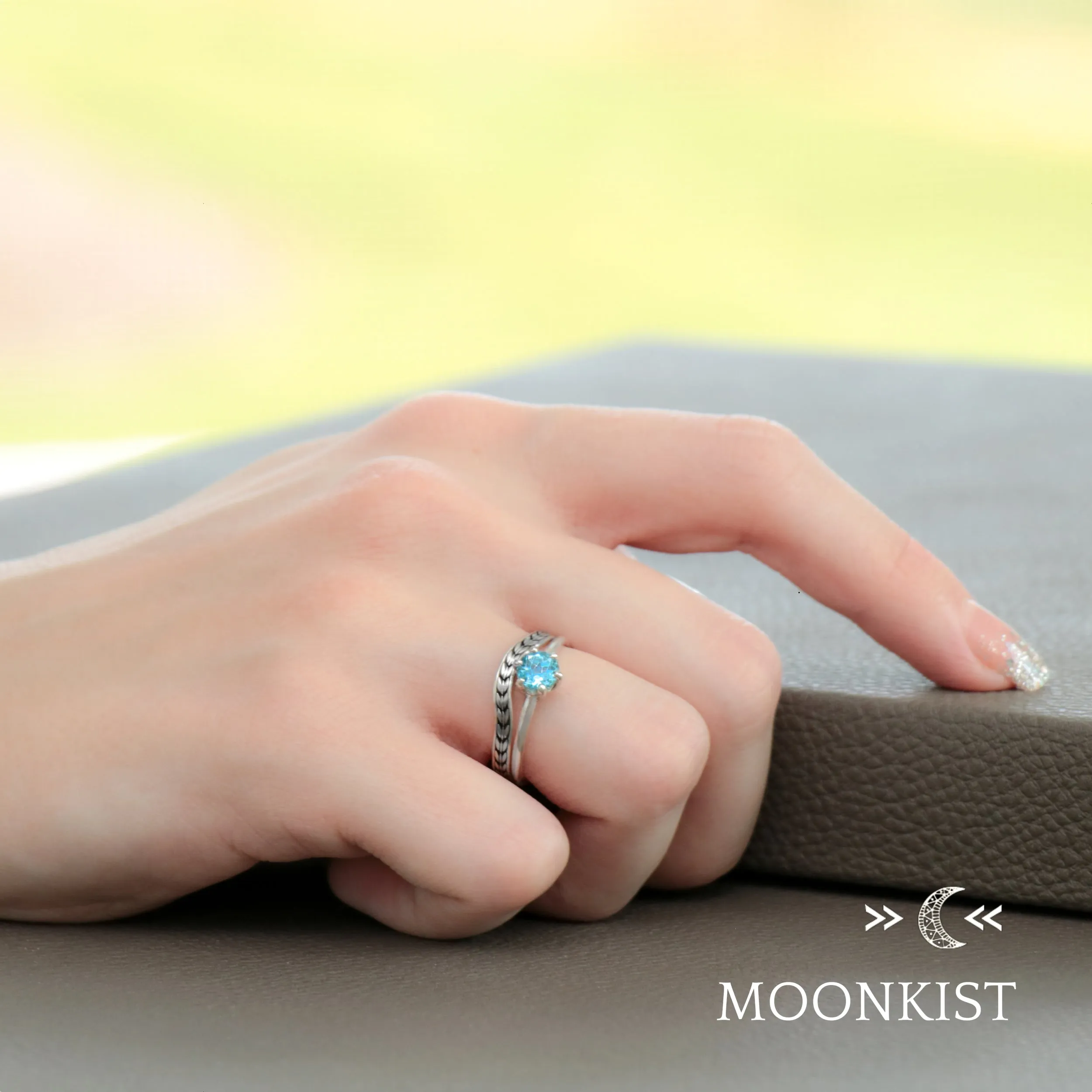 Sterling Silver Arrow Wedding Ring Set  | Moonkist Designs