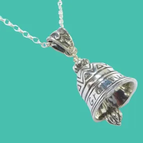 Sterling Silver Bell Necklace Gratitude message