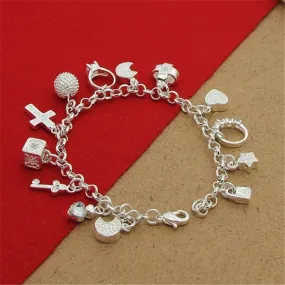 Sterling Silver Charm Jewelry Bracelet