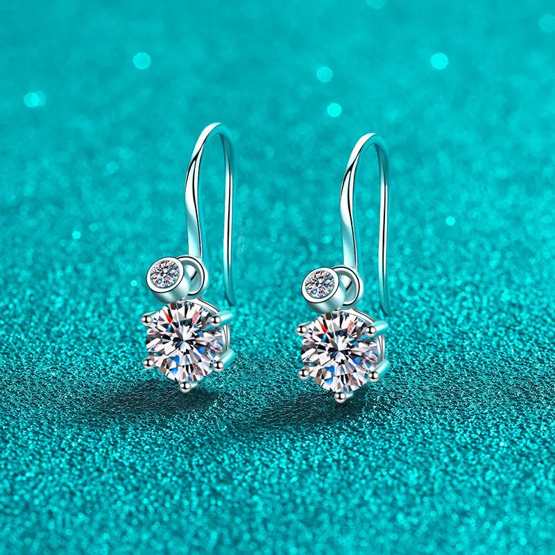 Sterling Silver Fashion Hoop Moissanite Earrings