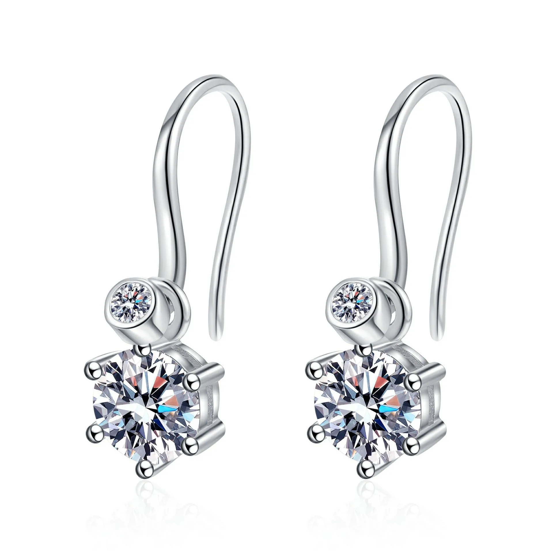 Sterling Silver Fashion Hoop Moissanite Earrings