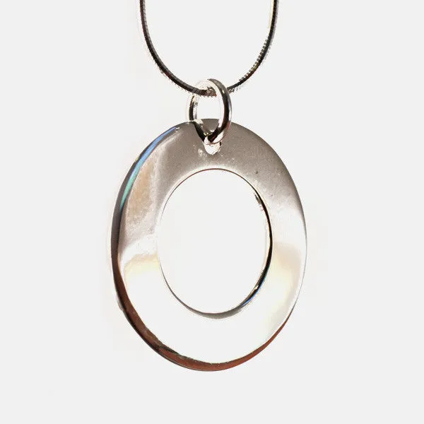 Sterling Silver "Oh" Pendant Necklace 18 inch 20 inch