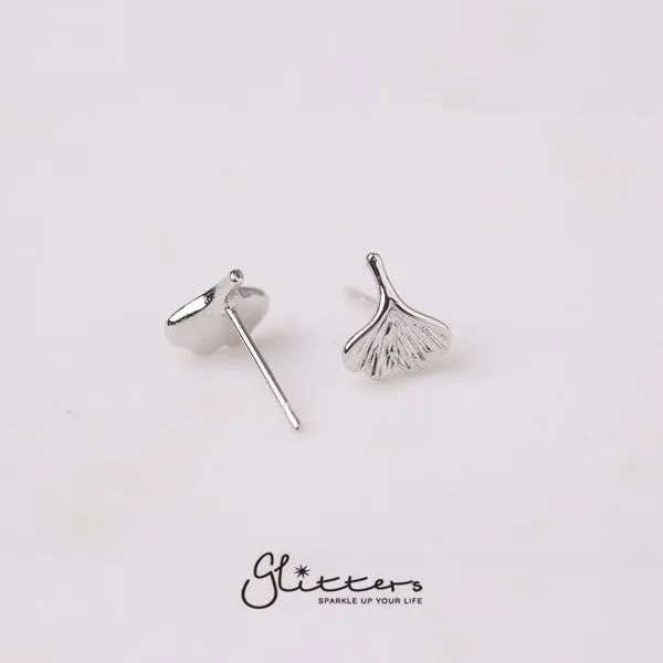 Sterling Silver Small Ginkgo Leaves Stud Earrings