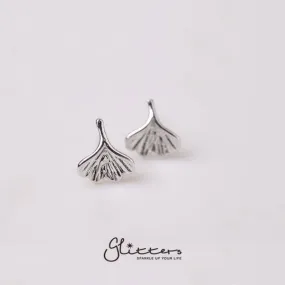 Sterling Silver Small Ginkgo Leaves Stud Earrings