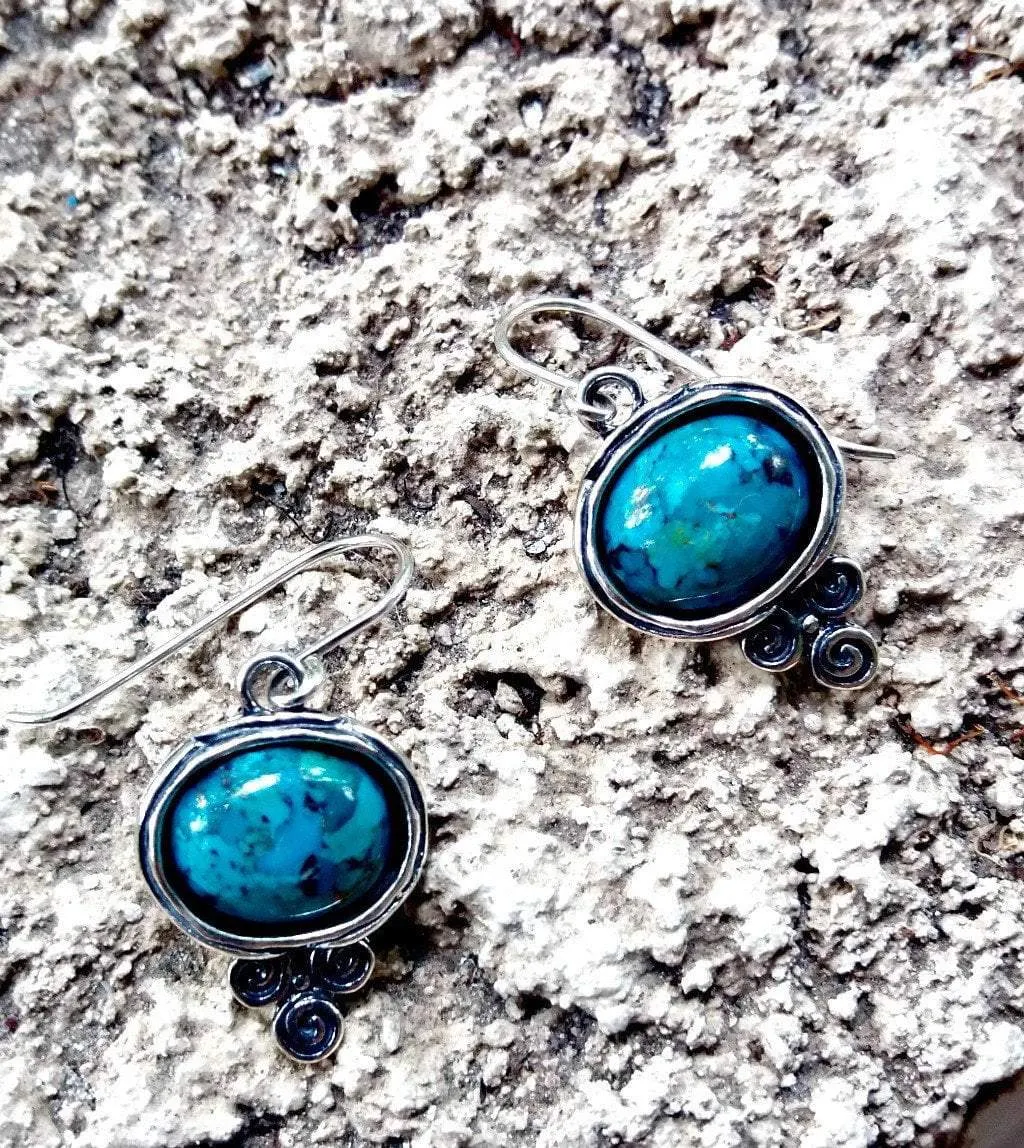 Sterling Silver turquoise earrings for women, dangle earrings.