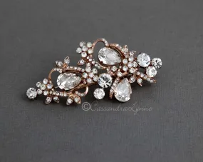 Teardrop Bridal Hair Clip in Silver or Rose Gold