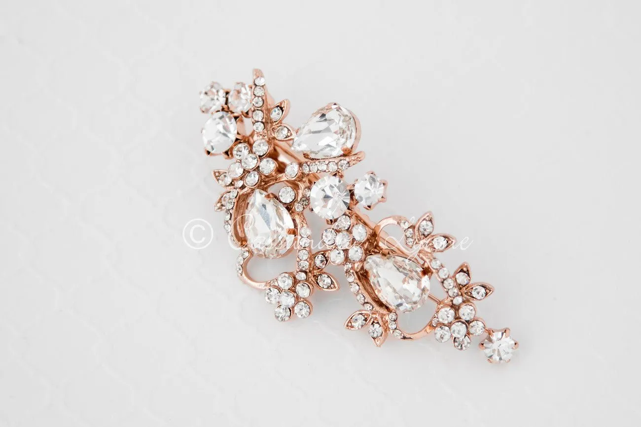 Teardrop Bridal Hair Clip in Silver or Rose Gold