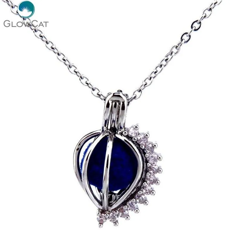 Teardrop Cubic Zirconia Locket Necklace Antique Pendant Jewelry