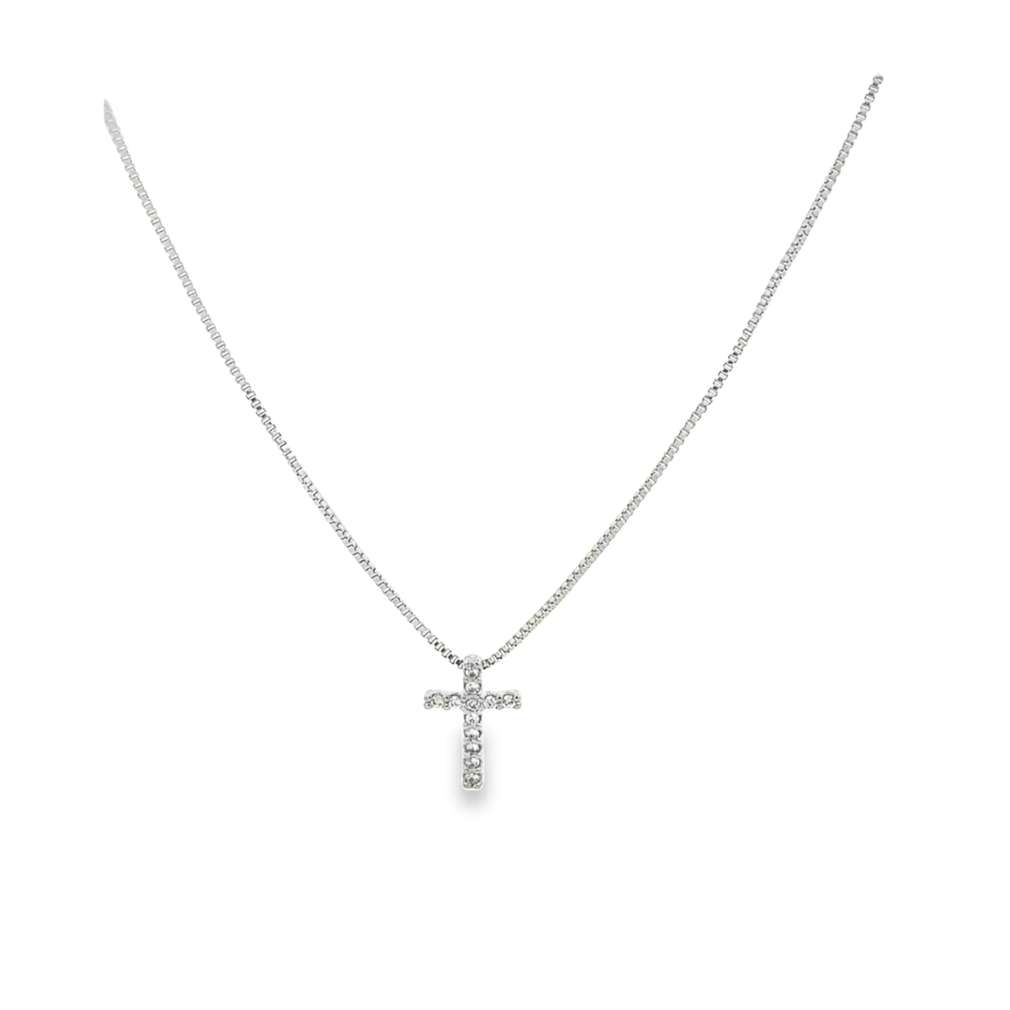 Tiny CZ Cross Necklace (G101)