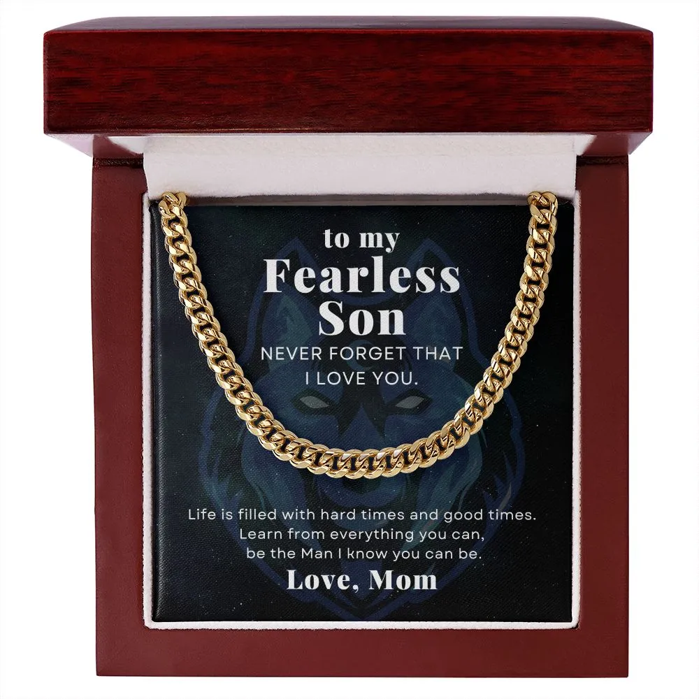 To My Fearless Son From Mom Cuban Chain Necklace