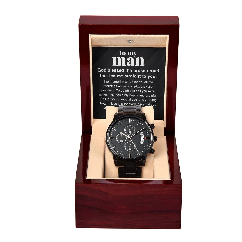 To My Man, The Memories We've Made Black Chronograph Watch For Men