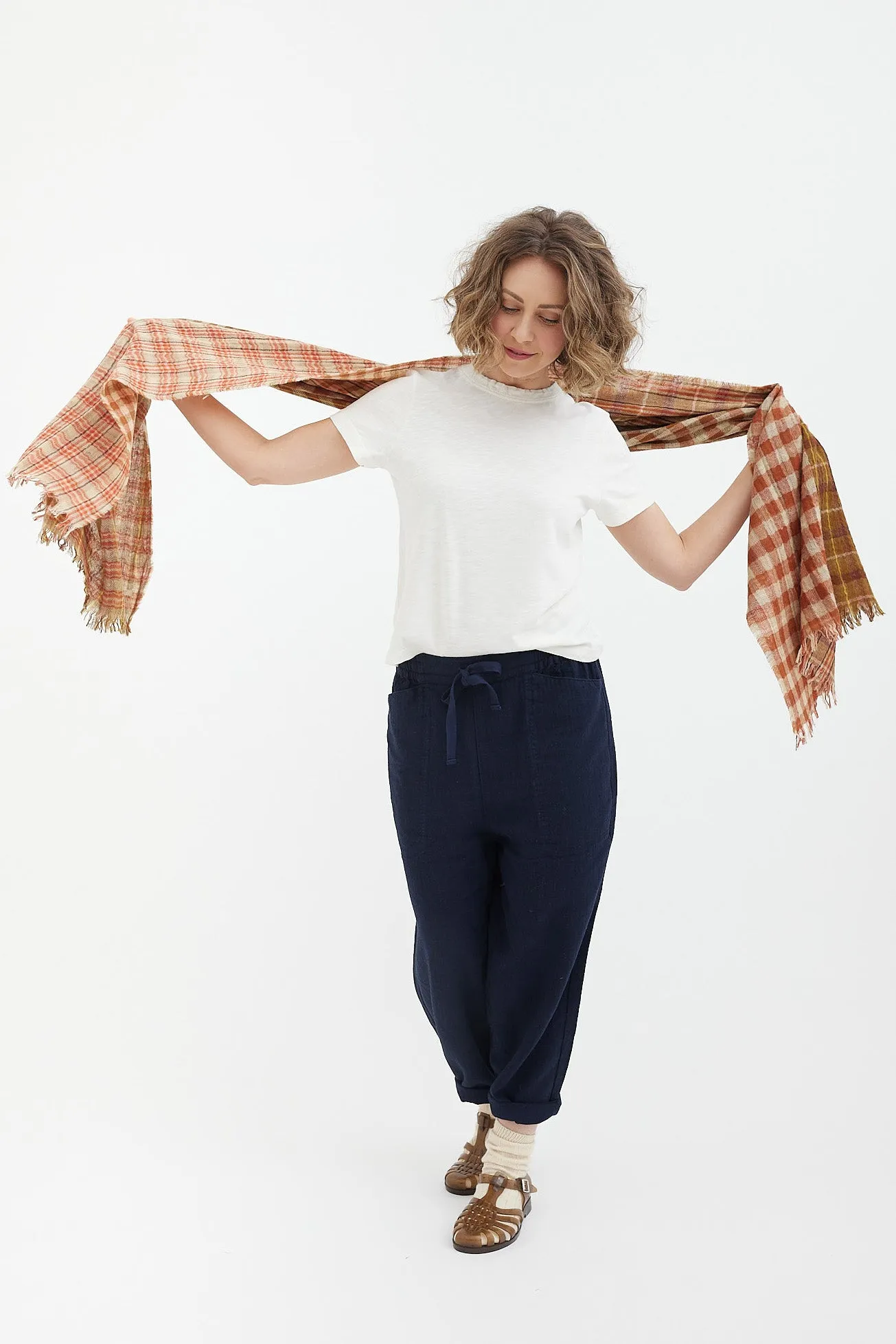 Toast - Patchwork Check Wool Scarf