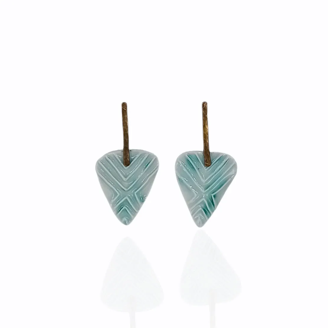 Triangle Porcelain Long Earrings