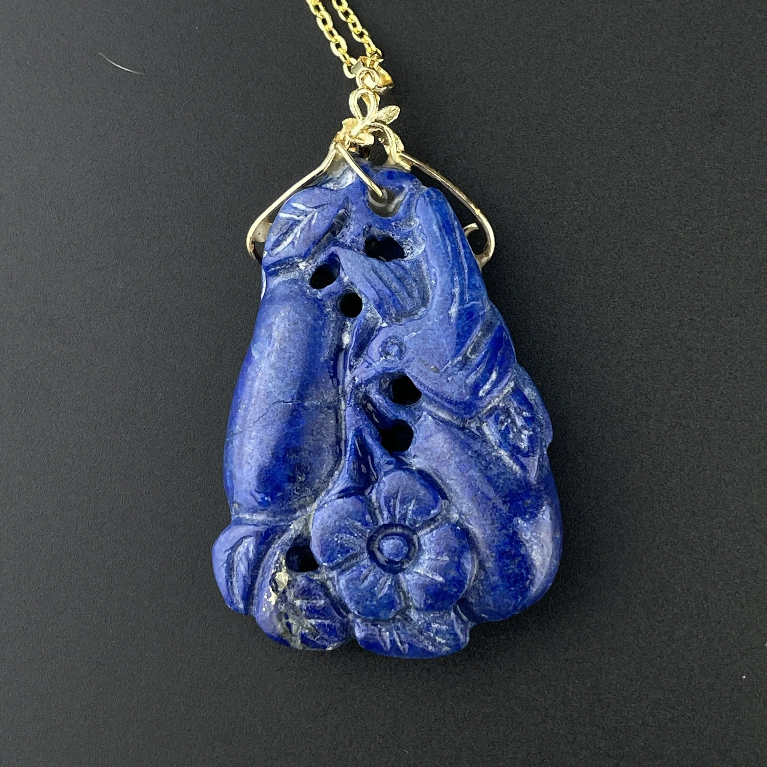 Vintage 14K Gold Lapis Lazuli Pendant