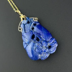 Vintage 14K Gold Lapis Lazuli Pendant