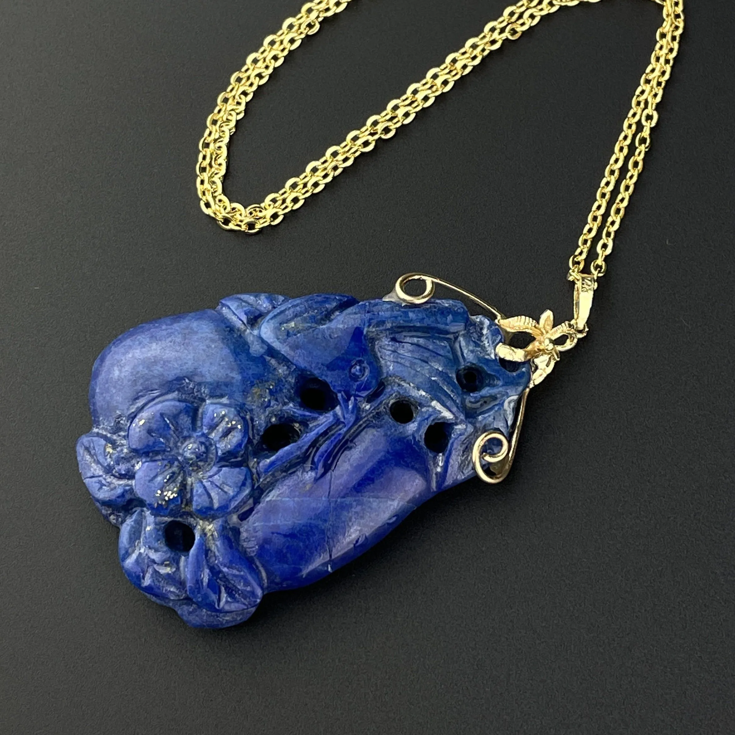 Vintage 14K Gold Lapis Lazuli Pendant