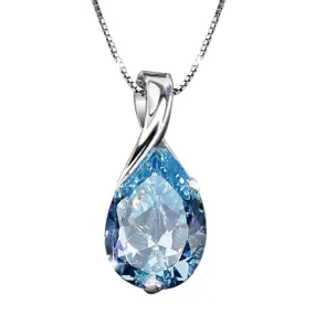 Water Drop Shaped Aquamarine Pendant Necklace - 925 Sterling Silver