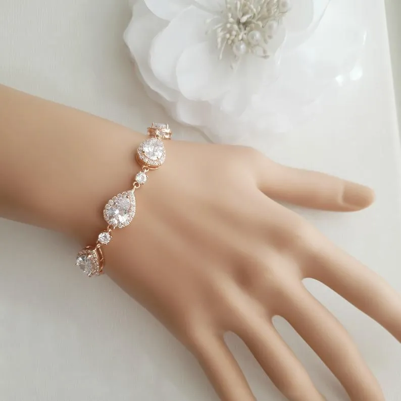 Wedding Day Bracelet for Bride Made with CZ & 14K Gold Plating-Emma