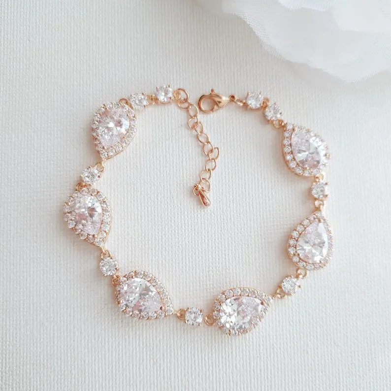 Wedding Day Bracelet for Bride Made with CZ & 14K Gold Plating-Emma