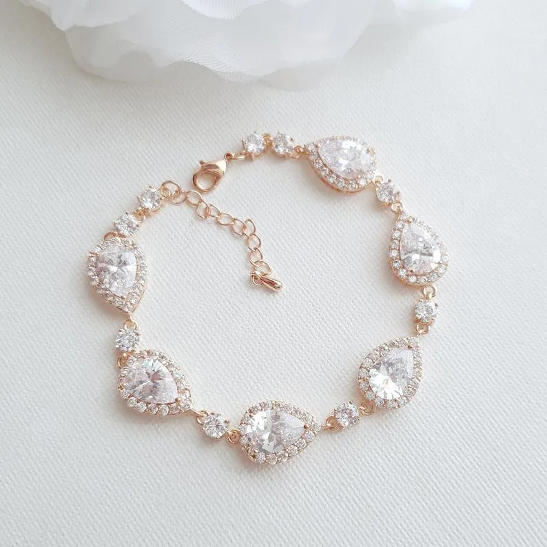 Wedding Day Bracelet for Bride Made with CZ & 14K Gold Plating-Emma