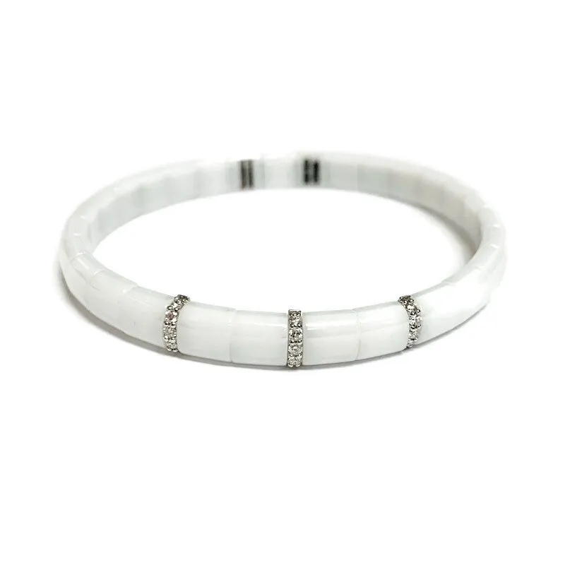 White Ceramic Bracelet with Diamonds