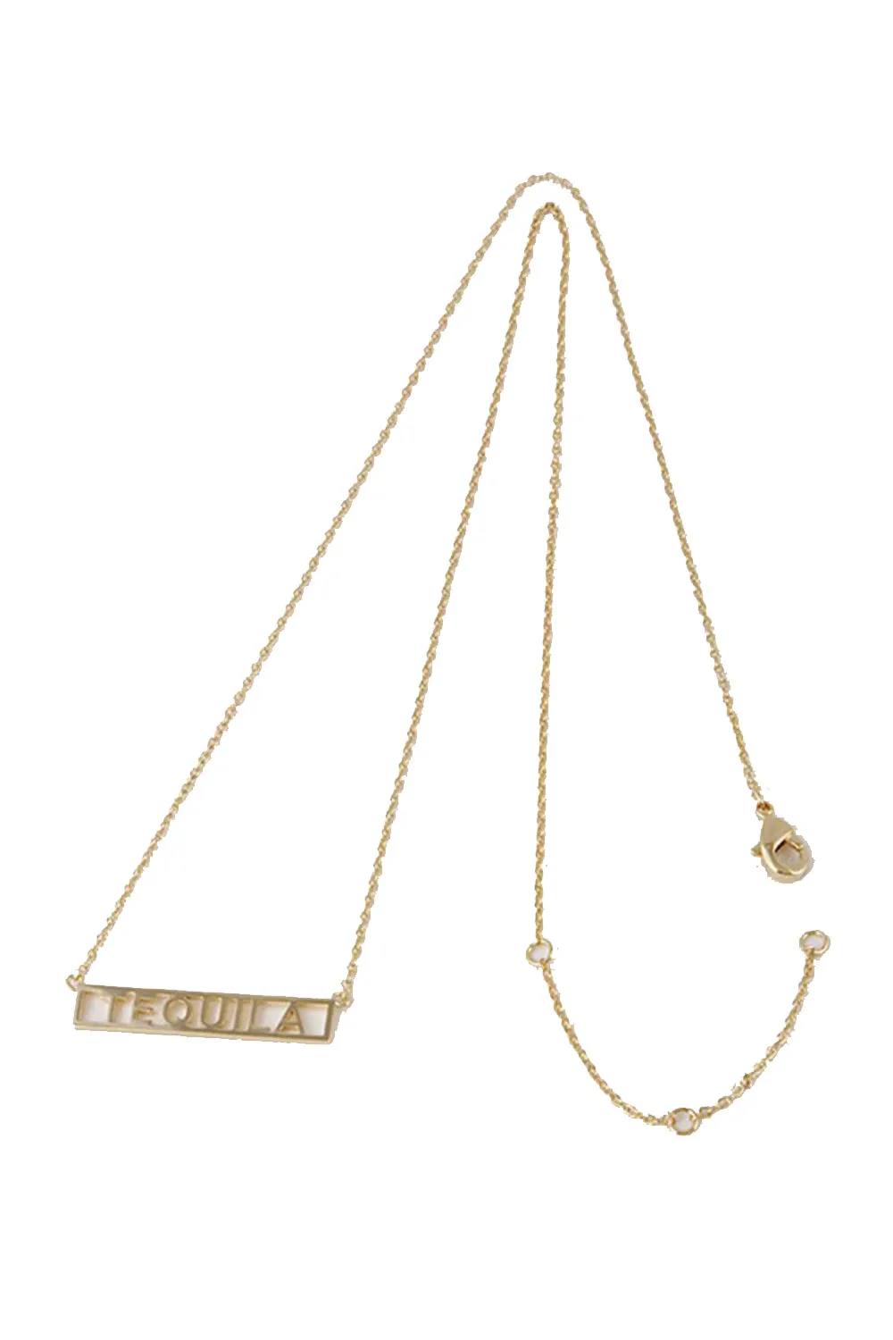 Womens Fashion Tequila Word Bar Necklace