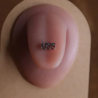 Word Kiss Tongue Ring Body Piercing Jewelry