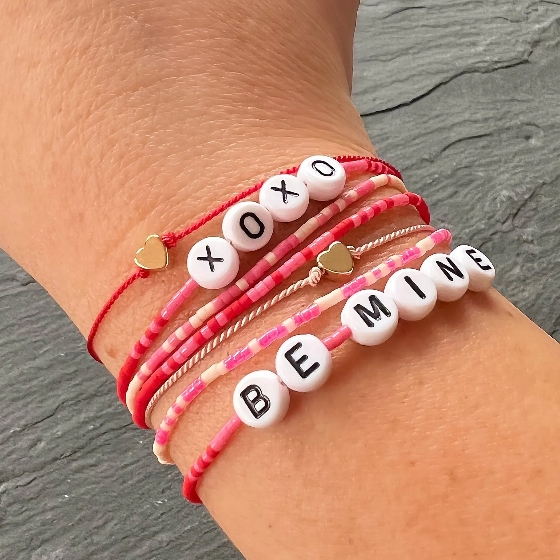 XOXO and BE MINE String Bracelets