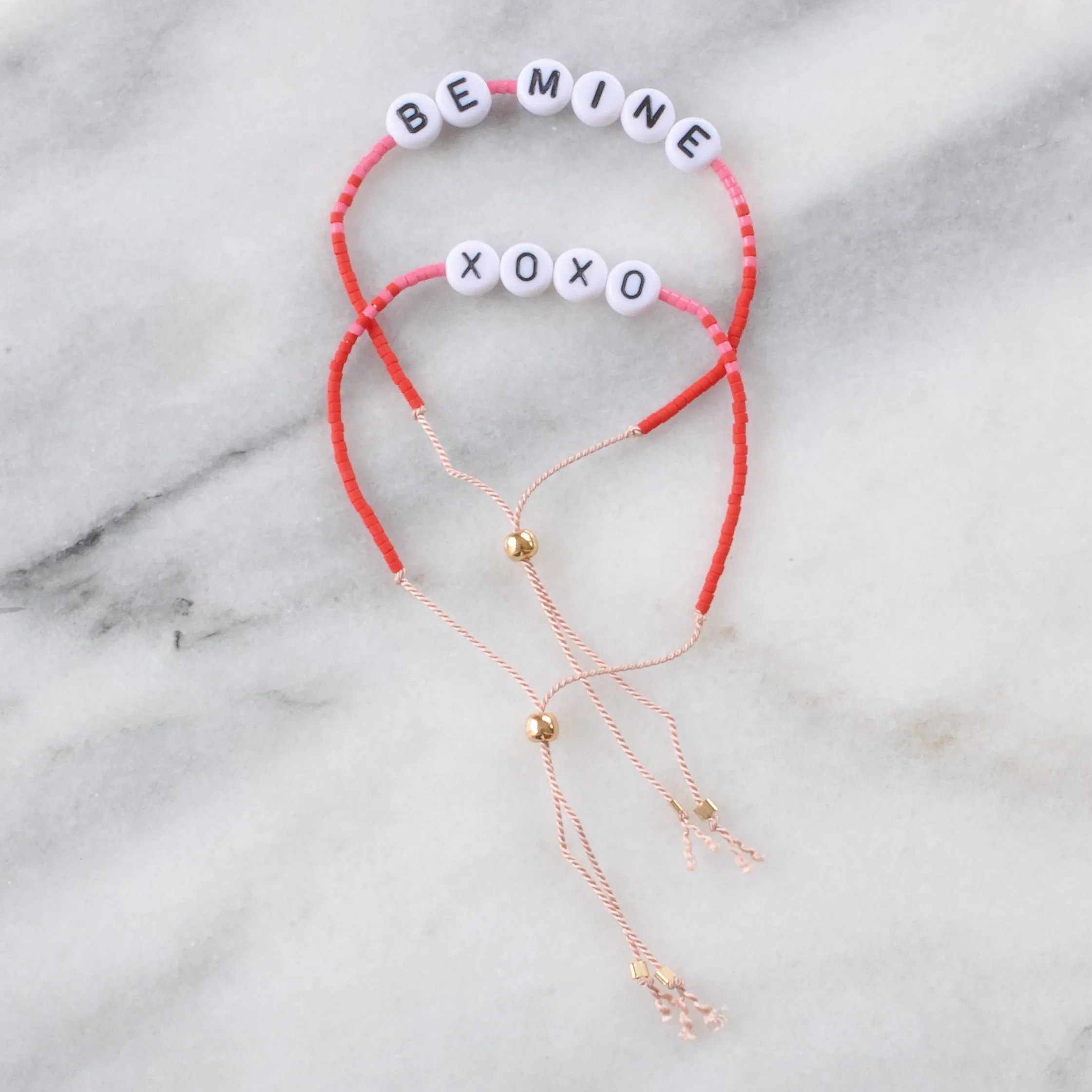 XOXO and BE MINE String Bracelets